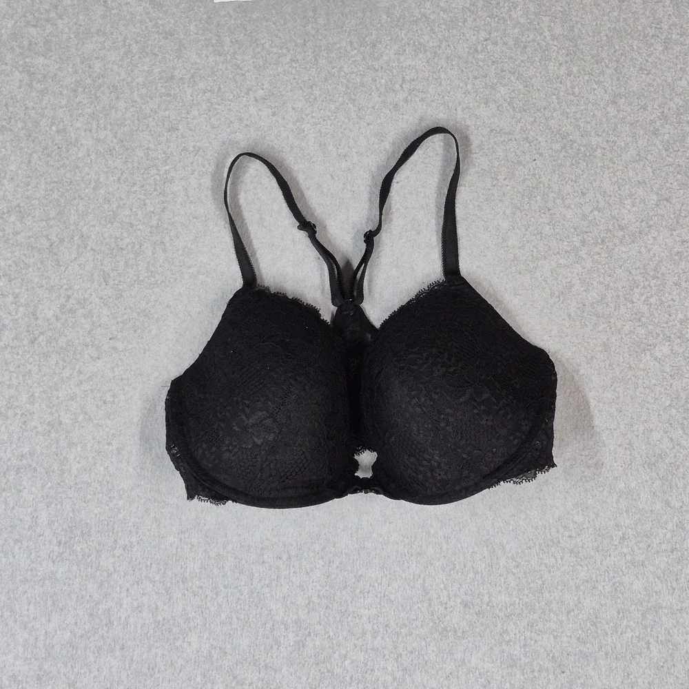 Victoria Secret Women Bra 34DD Black Dream Angels Racerback Demi Underwired Lace